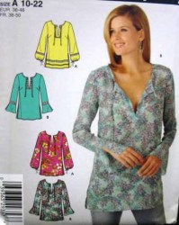 4314 PULLOVER SLIT CAFTAN TUNIC TOP EZ PATTERN 10-22